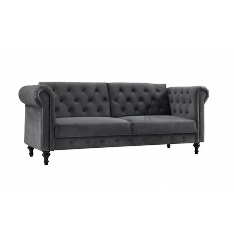 Calgary Dark Grey Velvet 3 Seater Sofabed 3 Calgary Dark Grey Velvet 3 Seater Sofabed