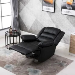 Loxley Leather Recliner Armchair Sofa Home Lounge Chair Reclining Gaming (Black) -Living Room Furniture Store 39162307 3