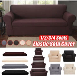 Armchair Cover Solid Color Elastic Stretch Sofa Cover (coffee, 1 Seat) -Living Room Furniture Store 39356190 5