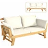 COSTWAY Outdoor Sofa Bed, 3 In 1 Convertible Cushioned Loveseat Lounger Couch With Folding Armrests And Pillows, Garden Patio Yard Wooden Recliner Chair Daybed (Cream) 2 COSTWAY Outdoor Sofa Bed, 3 In 1 Convertible Cushioned Loveseat Lounger Couch With Folding Armrests And Pillows, Garden Patio Yard Wooden Recliner Chair Daybed (Cream) -Living Room Furniture Store 39664434 1