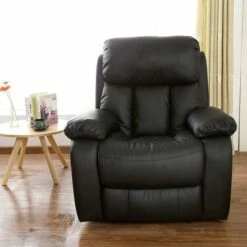 Chester Heated Leather Massage Recliner Chair. Sofa Lounge Gaming Home Armchair (Black) -Living Room Furniture Store 39924206 4