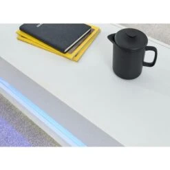White Wood LED Light Coffee Table Centrepiece Gloss Lift Up Doors Shelf Storage -Living Room Furniture Store 40294599 5
