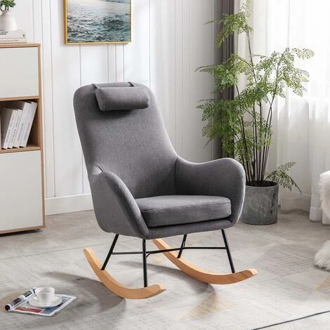 AXEL ROCKING OCCASIONAL NURSING FABRIC LOUNGE BEDROOM MODERN ACCENT ROCKER CHAIR GREY 4 AXEL ROCKING OCCASIONAL NURSING FABRIC LOUNGE BEDROOM MODERN ACCENT ROCKER CHAIR GREY - Image 2
