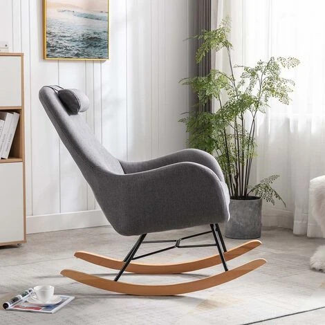 AXEL ROCKING OCCASIONAL NURSING FABRIC LOUNGE BEDROOM MODERN ACCENT ROCKER CHAIR GREY 6 AXEL ROCKING OCCASIONAL NURSING FABRIC LOUNGE BEDROOM MODERN ACCENT ROCKER CHAIR GREY - Image 4