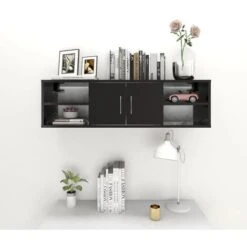 Wall Shelf High Gloss Black 102x30x29 Cm Engineered Wood VidaXL -Living Room Furniture Store 41025108 4