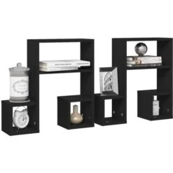 Wall Shelf 2 Pcs Black 50x15x50 Cm Engineered Wood VidaXL 10 Wall Shelf 2 Pcs Black 50x15x50 Cm Engineered Wood VidaXL -Living Room Furniture Store 42183698 4