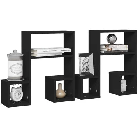 Wall Shelf 2 Pcs Black 50x15x50 Cm Engineered Wood VidaXL 6 Wall Shelf 2 Pcs Black 50x15x50 Cm Engineered Wood VidaXL - Image 4