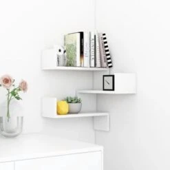 Wall Corner Shelf High Gloss White 40x40x50 Cm Engineered Wood VidaXL -Living Room Furniture Store 42253035 4