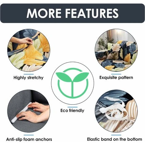 1 Piece Printed Stretch Sofa Slipcover Non Slip Soft Couch Sofa Cover Washable Furniture Protector Sofa Cover (Medium, Fallen Leaves) 1 Seater 5 1 Piece Printed Stretch Sofa Slipcover Non Slip Soft Couch Sofa Cover Washable Furniture Protector Sofa Cover (Medium, Fallen Leaves) 1 Seater - Image 3