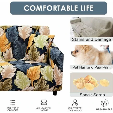 1 Piece Printed Stretch Sofa Slipcover Non Slip Soft Couch Sofa Cover Washable Furniture Protector Sofa Cover (Medium, Fallen Leaves) 1 Seater 6 1 Piece Printed Stretch Sofa Slipcover Non Slip Soft Couch Sofa Cover Washable Furniture Protector Sofa Cover (Medium, Fallen Leaves) 1 Seater - Image 4