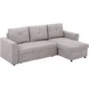 HOMCOM Linen-Look L-Shaped Sofa Bed W/ Storage Bed Sleeper Flat Studio Grey -Living Room Furniture Store 43421810 1