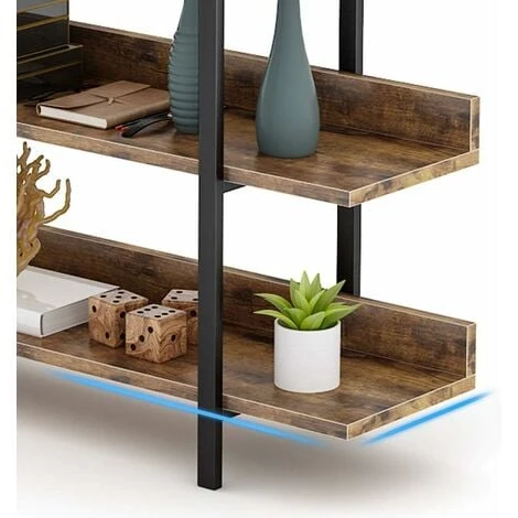 Bookshelf Bookcase Storage Rack Standing Shelf 5-Tier Industrial Stable Bookcase With Iron Tube Frame For Home, Living Room, Bedroom,Office By Tribesigns(Rustic Brown) 6 Bookshelf Bookcase Storage Rack Standing Shelf 5-Tier Industrial Stable Bookcase With Iron Tube Frame For Home, Living Room, Bedroom,Office By Tribesigns(Rustic Brown) - Image 4