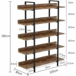 Bookshelf Bookcase Storage Rack Standing Shelf 5-Tier Industrial Stable Bookcase With Iron Tube Frame For Home, Living Room, Bedroom,Office By Tribesigns(Rustic Brown) 11 Bookshelf Bookcase Storage Rack Standing Shelf 5-Tier Industrial Stable Bookcase With Iron Tube Frame For Home, Living Room, Bedroom,Office By Tribesigns(Rustic Brown) -Living Room Furniture Store 43990375 5