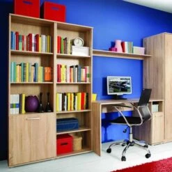 Forte Modern 3 Tier Shelving Unit With Cupboard - Sonoma Light Oak -Living Room Furniture Store 44637930 4