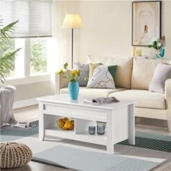 Yaheetech Shaker Design Lift Top Coffee Table For Living Room, White 9 Yaheetech Shaker Design Lift Top Coffee Table For Living Room, White -Living Room Furniture Store 44898603 3