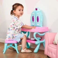 HOMCOM 2 In 1 Kids Vanity Dressing Table Play Set 13 Key Piano Keyboard Aged 3-6 9 HOMCOM 2 In 1 Kids Vanity Dressing Table Play Set 13 Key Piano Keyboard Aged 3-6 -Living Room Furniture Store 45402967 3