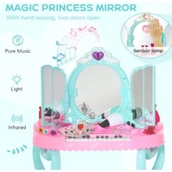 HOMCOM 2 In 1 Kids Vanity Dressing Table Play Set 13 Key Piano Keyboard Aged 3-6 11 HOMCOM 2 In 1 Kids Vanity Dressing Table Play Set 13 Key Piano Keyboard Aged 3-6 -Living Room Furniture Store 45402967 5