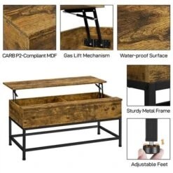 Yaheetech Split Lift-top Coffee Table, Rustic Brown -Living Room Furniture Store 45476227 4