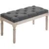 HOMCOM Accent Bench Tufted Upholstered Foot Stool Linen-Touch Fabric Ottoman Gray -Living Room Furniture Store 45484141 1