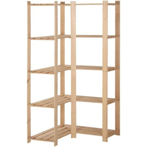 5-Tier Storage Corner Rack 82.5x82.5x170 Cm Solid Pinewood VidaXL 3 5-Tier Storage Corner Rack 82.5x82.5x170 Cm Solid Pinewood VidaXL