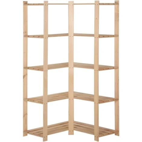 5-Tier Storage Corner Rack 82.5x82.5x170 Cm Solid Pinewood VidaXL 4 5-Tier Storage Corner Rack 82.5x82.5x170 Cm Solid Pinewood VidaXL - Image 2