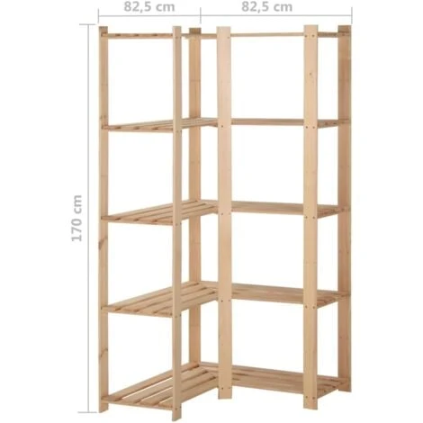 5-Tier Storage Corner Rack 82.5x82.5x170 Cm Solid Pinewood VidaXL 5 5-Tier Storage Corner Rack 82.5x82.5x170 Cm Solid Pinewood VidaXL - Image 3