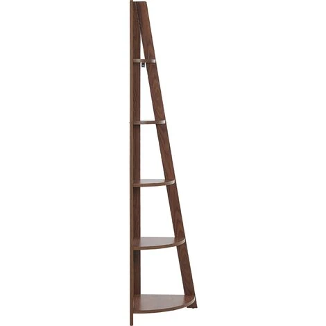 Modern Ladder Corner Shelf 4 Tiers Bookcase Dark Wood Mobile Solo 6 Modern Ladder Corner Shelf 4 Tiers Bookcase Dark Wood Mobile Solo - Image 4