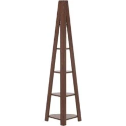Modern Ladder Corner Shelf 4 Tiers Bookcase Dark Wood Mobile Solo 11 Modern Ladder Corner Shelf 4 Tiers Bookcase Dark Wood Mobile Solo -Living Room Furniture Store 4660547 5