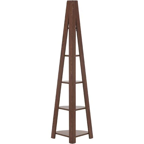 Modern Ladder Corner Shelf 4 Tiers Bookcase Dark Wood Mobile Solo 7 Modern Ladder Corner Shelf 4 Tiers Bookcase Dark Wood Mobile Solo - Image 5