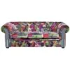 Classic Sofa 3 Seater Button Tufted Patchwork Purple Chesterfield