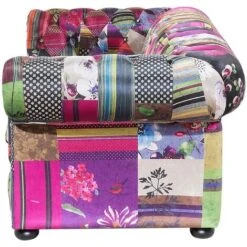 Classic Sofa 3 Seater Button Tufted Patchwork Purple Chesterfield -Living Room Furniture Store 4660758 4