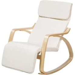Modern Lounge Rocking Chair Beige Fabric Birch Wood Legs Weston -Living Room Furniture Store 4660921 4