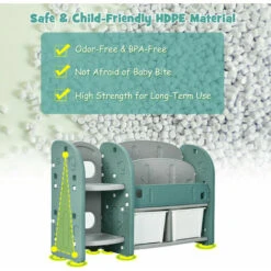 Kids Toy Storage Organizer 2-Tier Bookshelf Bookcase Display Rack W/Plastic Bins -Living Room Furniture Store 47301500 5