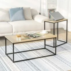 SoBuy Set Of 2 Industrial Style Side Tables End Tables Nesting Tables Coffee Table, FBT108-N -Living Room Furniture Store 47346048 3