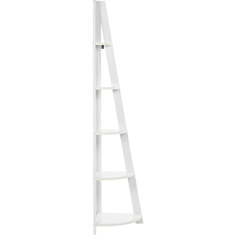 Modern Ladder Corner Shelf 5 Tiers Bookcase White Mobile Solo 6 Modern Ladder Corner Shelf 5 Tiers Bookcase White Mobile Solo - Image 4
