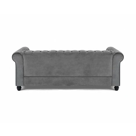 Chesterfield M10 Grey Velvet 3 Seater Sofa 5 Chesterfield M10 Grey Velvet 3 Seater Sofa - Image 3