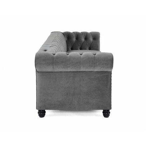 Chesterfield M10 Grey Velvet 3 Seater Sofa 6 Chesterfield M10 Grey Velvet 3 Seater Sofa - Image 4