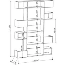 Decortie Niho Modern Bookcase Display Unit Room Separator White-Ancient White Tall 171cm -Living Room Furniture Store 47946528 3