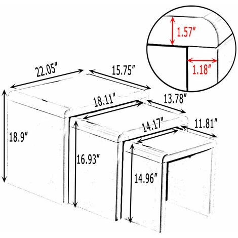 Coffee Side Tables Set Of 3,High Gloss Coffee Table,Nesting Tables,MDF And Glass,White And Grey 3 Coffee Side Tables Set Of 3,High Gloss Coffee Table,Nesting Tables,MDF And Glass,White And Grey - Image 2