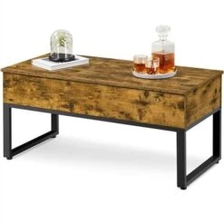 Yaheetech Split Lift-top Coffee Table For Living Rooms, Rustic Brown
