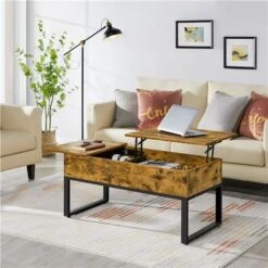 Yaheetech Split Lift-top Coffee Table For Living Rooms, Rustic Brown -Living Room Furniture Store 48204374 5