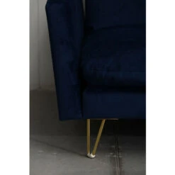 Velvet Three Seater Sofa/Sofa Bed With Bolster Cushions In Blue -Living Room Furniture Store 48444243 5