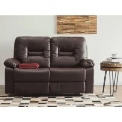 Modern Faux Leather Recliner Sofa Manual Reclining Padded 2 Seater Brown Bergen -Living Room Furniture Store 4886190 2 1
