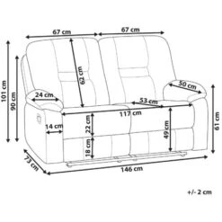 Modern Faux Leather Recliner Sofa Manual Reclining Padded 2 Seater Brown Bergen -Living Room Furniture Store 4886190 3 1