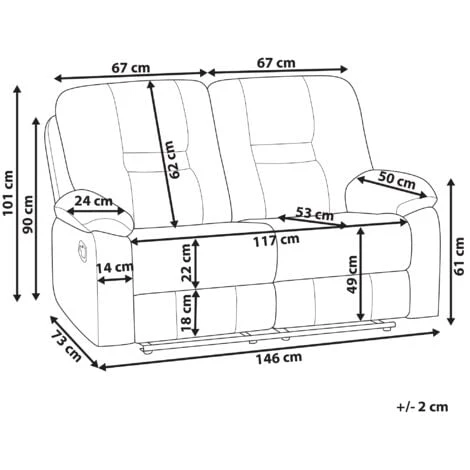 Modern Faux Leather Recliner Sofa Manual Reclining Padded 2 Seater Brown Bergen 5 Modern Faux Leather Recliner Sofa Manual Reclining Padded 2 Seater Brown Bergen - Image 3