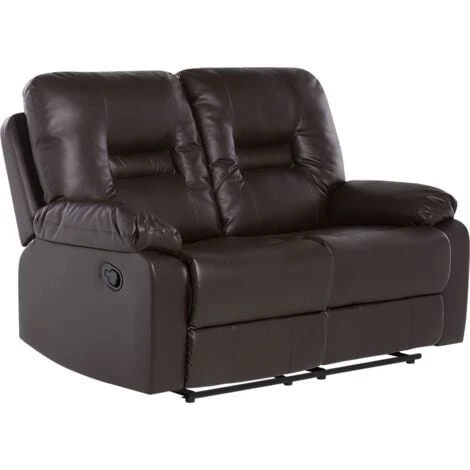 Modern Faux Leather Recliner Sofa Manual Reclining Padded 2 Seater Brown Bergen 6 Modern Faux Leather Recliner Sofa Manual Reclining Padded 2 Seater Brown Bergen - Image 4