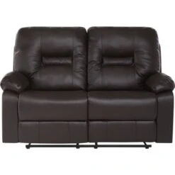 Modern Faux Leather Recliner Sofa Manual Reclining Padded 2 Seater Brown Bergen -Living Room Furniture Store 4886190 5 1