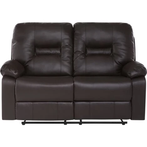 Modern Faux Leather Recliner Sofa Manual Reclining Padded 2 Seater Brown Bergen 7 Modern Faux Leather Recliner Sofa Manual Reclining Padded 2 Seater Brown Bergen - Image 5