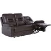 Modern Faux Leather Recliner Sofa Manual Reclining Padded 3 Seater Brown Bergen -Living Room Furniture Store 4886193 1