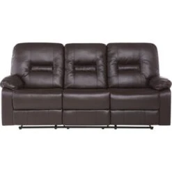 Modern Faux Leather Recliner Sofa Manual Reclining Padded 3 Seater Brown Bergen -Living Room Furniture Store 4886193 4